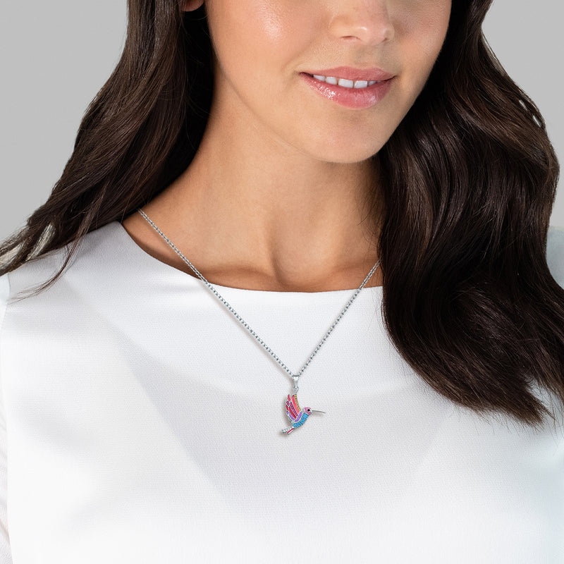 Kette mit Anhänger verziert mit Kristallen von Swarovski® bunt