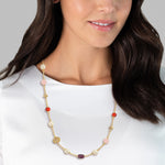Kette gelbgold Perle (synth.) creme Glaskristall bunt
