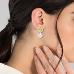 Ohrstecker gelbgold Synthetische Perle weiß Glas weiß