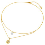 Kette gelbgold Synthetische Perle weiß Glas weiß