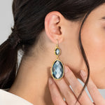Ohrhänger gelbgold Glas blau