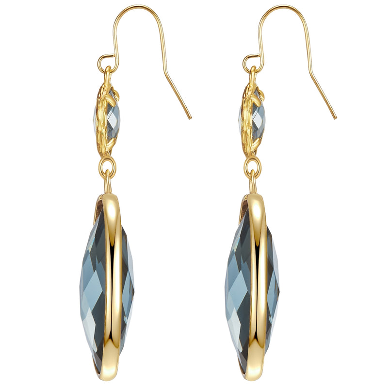 Ohrhänger gelbgold Glas blau