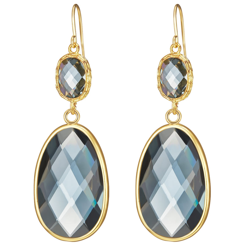 Ohrhänger gelbgold Glas blau