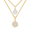 Kette gelbgold Synthetische Perle weiß Glas weiß