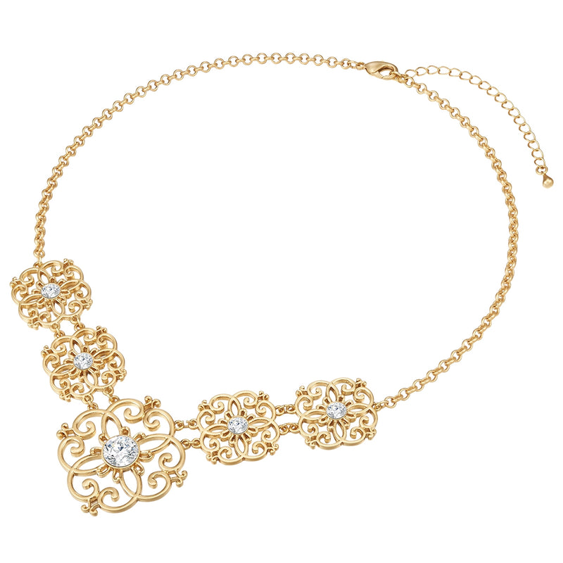 Kette gelbgold verziert mit Kristallen von Swarovski® weiß
