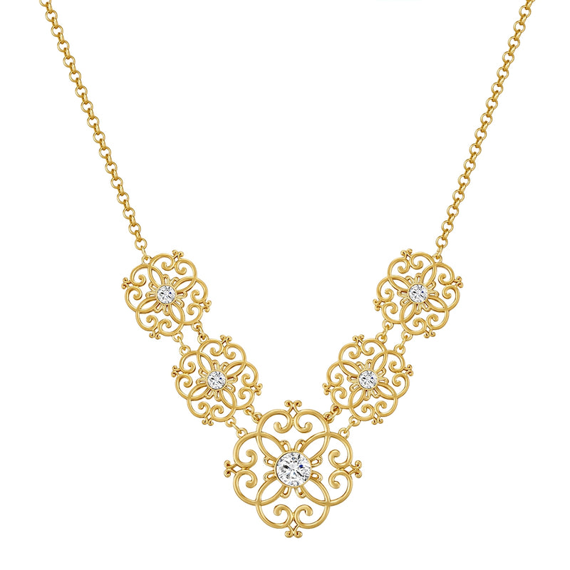 Kette gelbgold verziert mit Kristallen von Swarovski® weiß