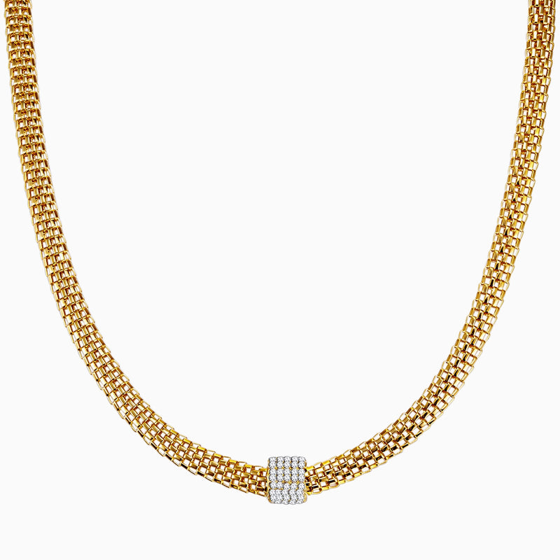 Kette gelbgold Glaskristall weiß