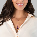 Kette mit Anhänger roségold verziert mit Kristallen von Swarovski® violett Glas violett