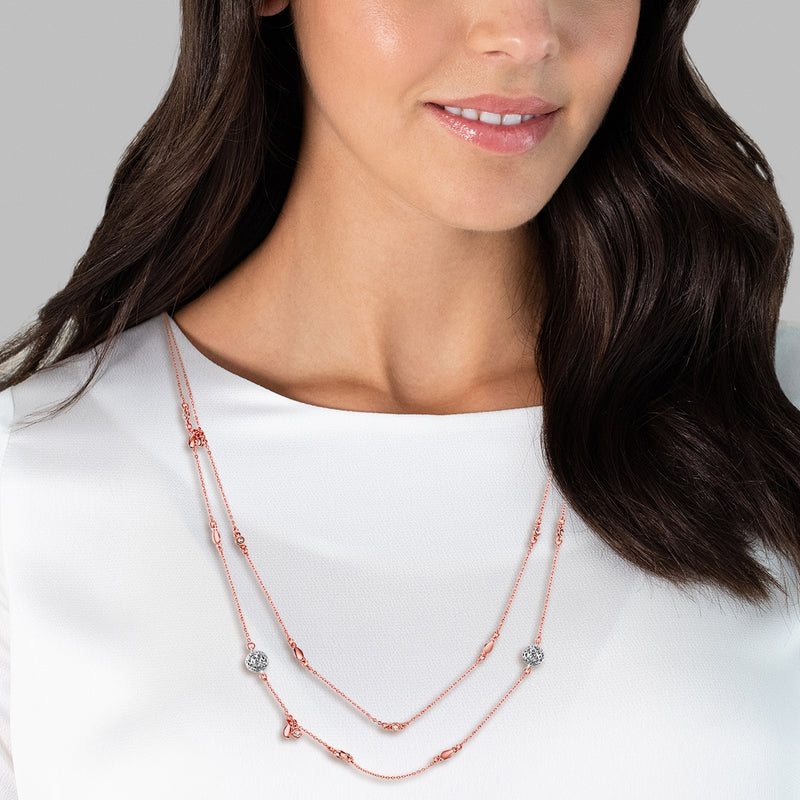 Kette bi-Color Perle (synth.) weiß verziert mit Kristallen von Swarovski® weiß