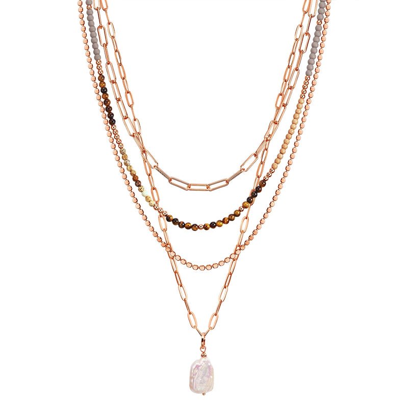 Kette mit Anhänger gelbgold Muschelkernperle weiß