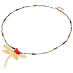 Kette mit Anhänger gelbgold Naturstein bunt