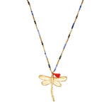 Kette mit Anhänger gelbgold Naturstein bunt