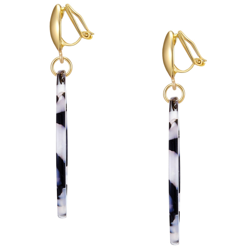 Ohrclips gelbgold Acryl weiß schwarz
