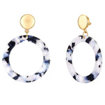Ohrclips gelbgold Acryl weiß schwarz