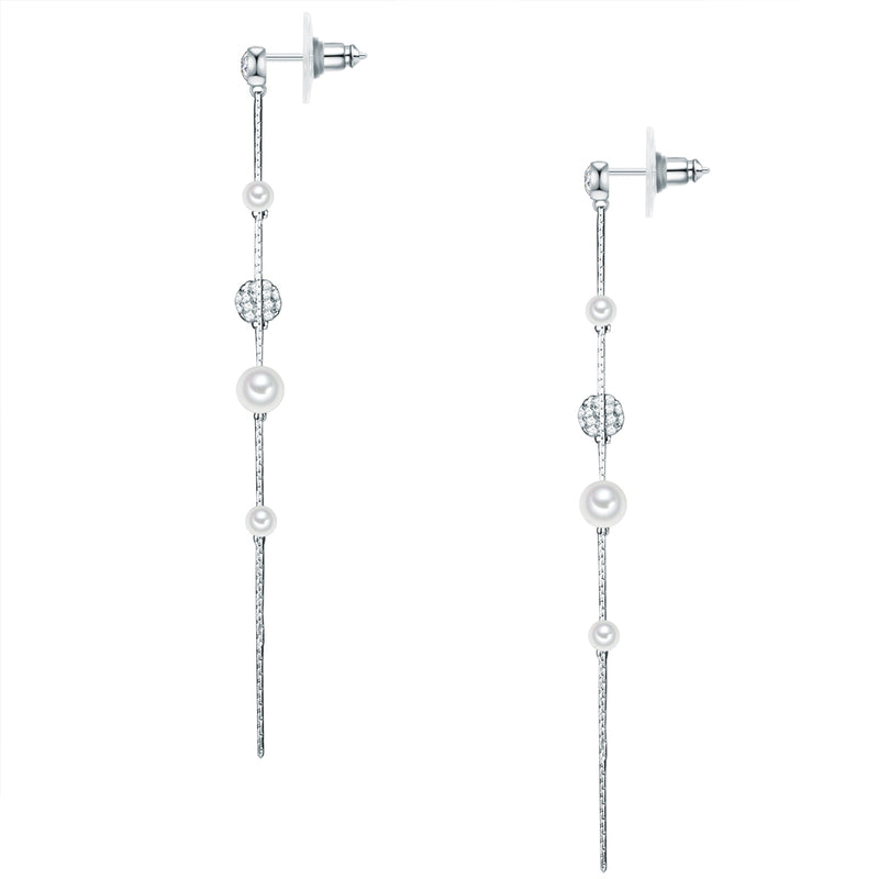 Ohrhänger Acrylperle weiß Zirkonia weiß Glaskristall weiß