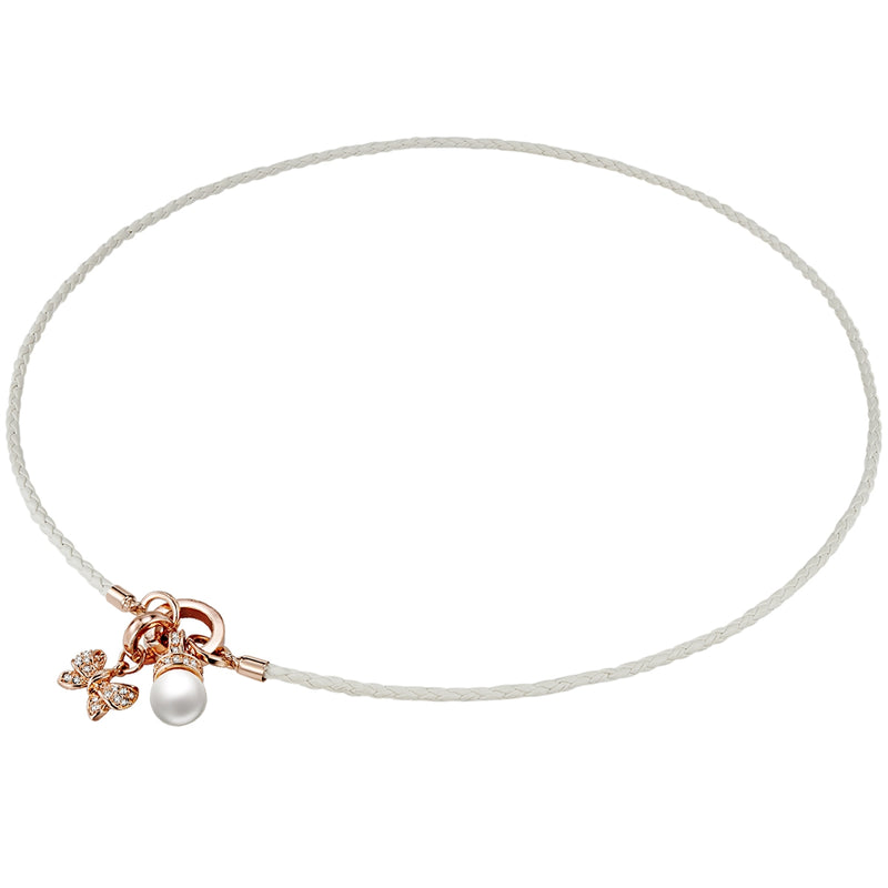 Kette weiß Perle (synth.) weiß verziert mit Kristallen von Swarovski® weiß