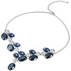 Kette mit Anhänger roségold verziert mit Kristallen von Swarovski® weiß Kunststoff blau