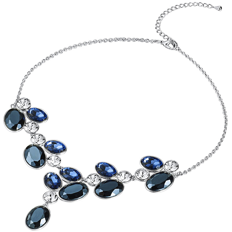 Kette mit Anhänger roségold verziert mit Kristallen von Swarovski® weiß Kunststoff blau