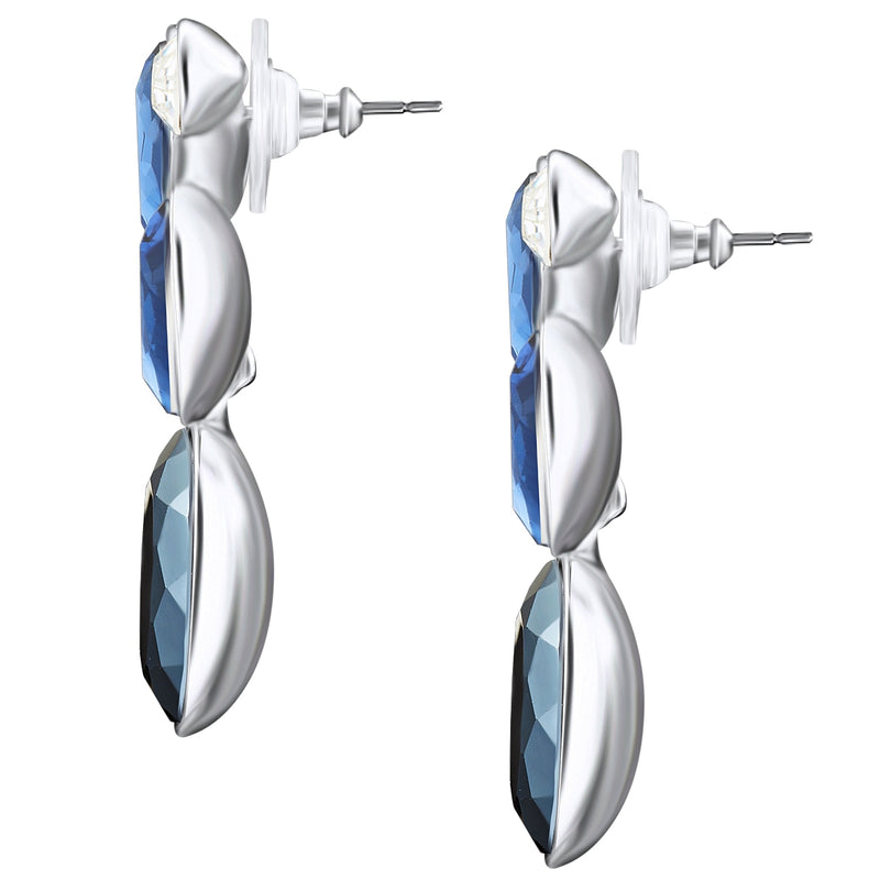 Ohrhänger verziert mit Kristallen von Swarovski® weiß Kunststoff hellblau dunkelblau
