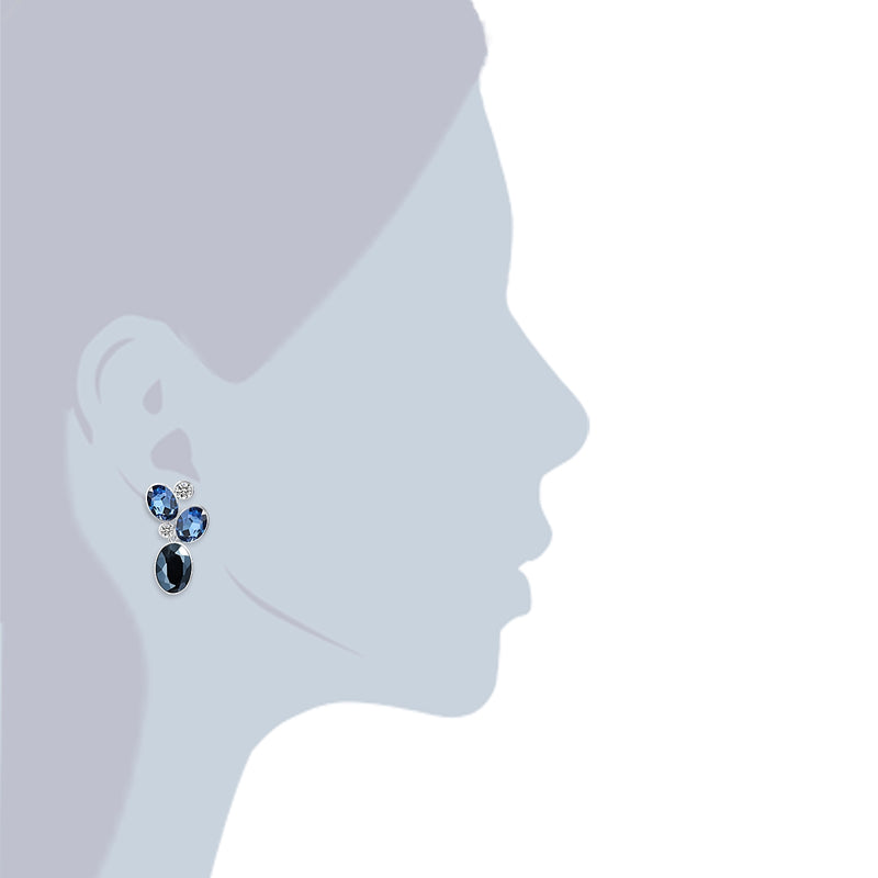 Ohrhänger verziert mit Kristallen von Swarovski® weiß Kunststoff hellblau dunkelblau